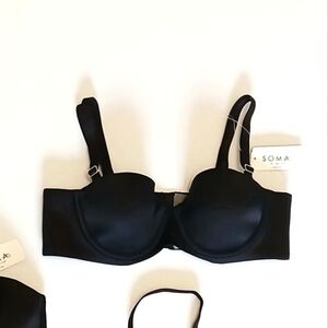 32A Soma Vanishing Strapless Bra Multi-way Convertible Straps. Black NWT